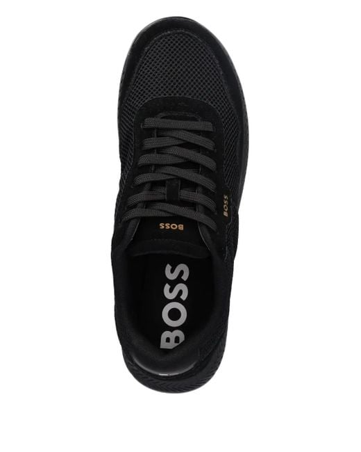Boss Black Titanium Mesh-Panel Sneakers for men