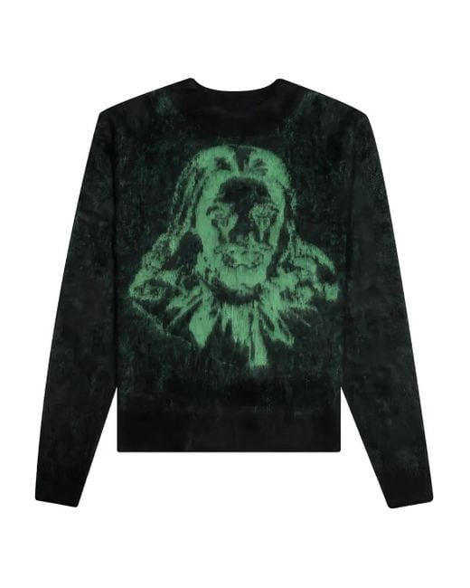 SAINT Mxxxxxx Green Clown-Print Sweater for men