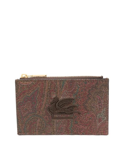 Etro Brown Paisley-Print Cardholder