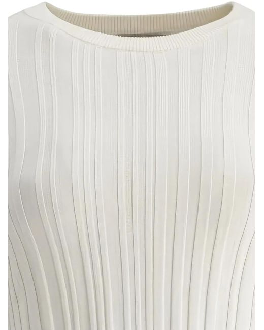 Loulou White Elsa Ribbed Round-Neck Top