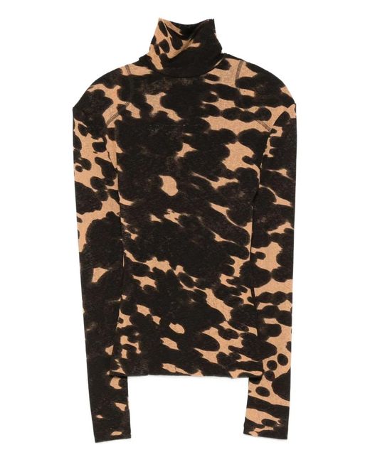 Nanushka Black Print Turtleneck Top