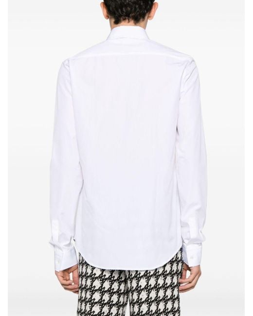 Chemise en coton à logo brodé Balmain pour homme en coloris White