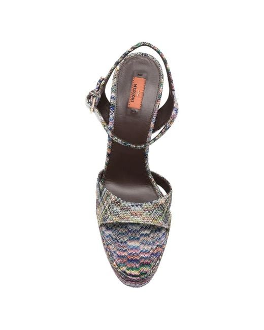 Missoni Metallic Zigzag-Knit Heeled Sandals
