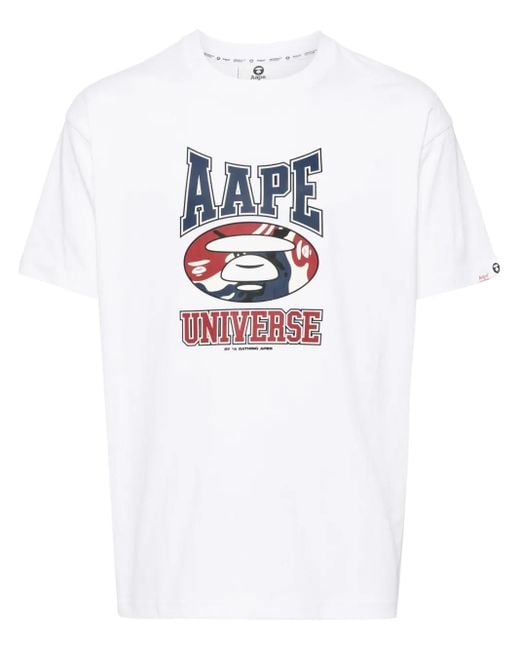 T-Shirt En Coton À Logo Imprimé Aape By A Bathing Ape pour homme en coloris White