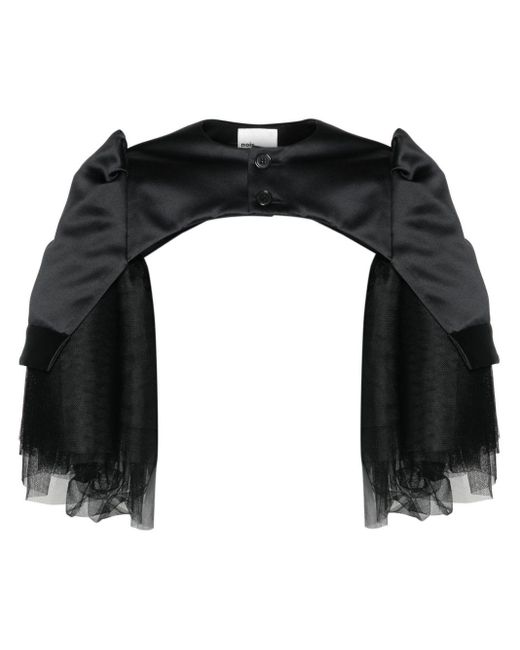 Noir Kei Ninomiya Black Tulle-inserts Cropped Jacket
