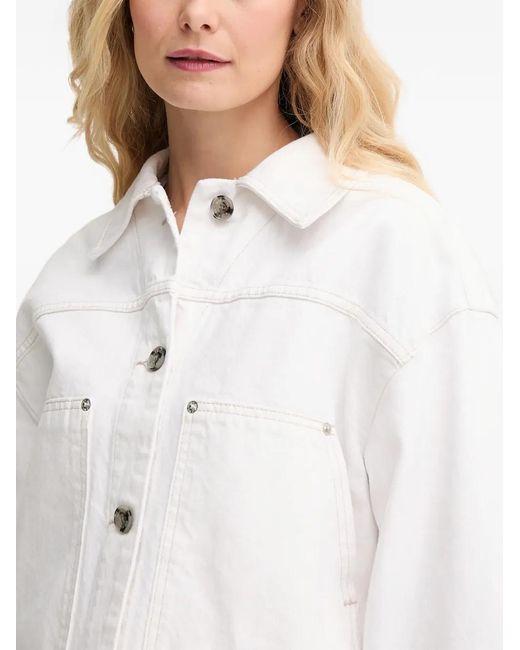 Mos Mosh White Button-Down Oversized Jacket