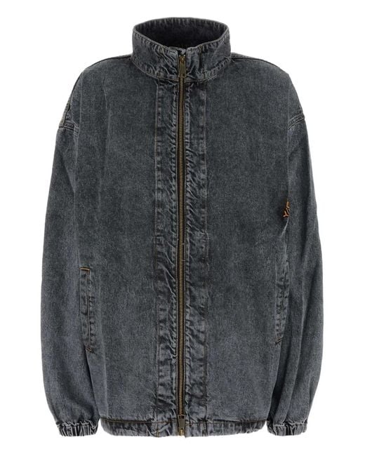 Y. Project Gray Funnel-Neck Denim Jacket