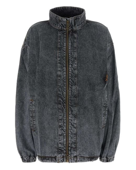 Y. Project Gray Funnel-Neck Denim Jacket