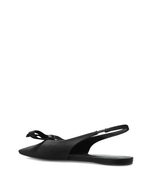 Balenciaga Black Bow Slingback Flat Pumps