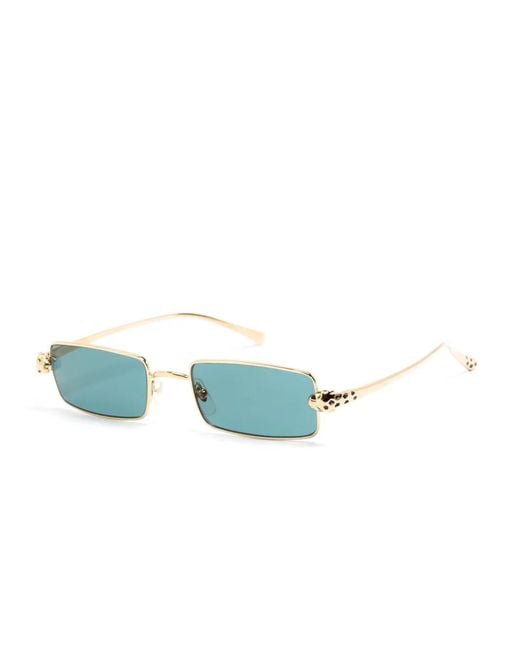 Cartier Blue Rectangle-Frame Sunglasses