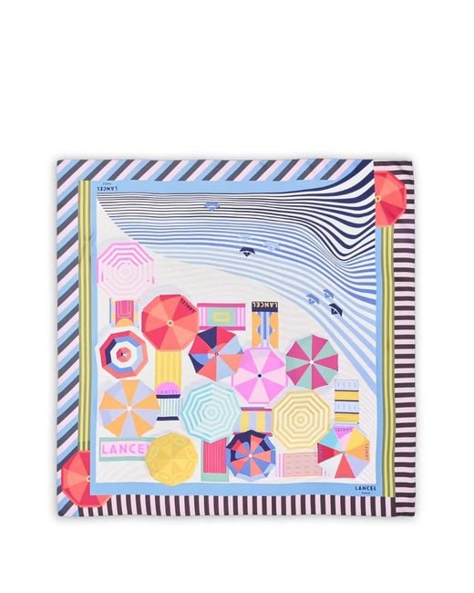 Lancel White Silk Square Scarf