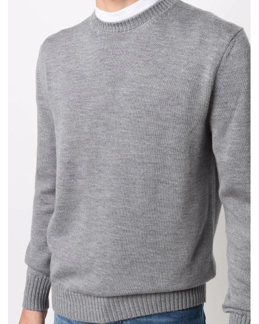 Ballantyne Gray Ribbed-Knit Wool Jumper for men