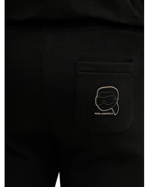 Karl Lagerfeld Black Drawstring Performance Track Pants for men