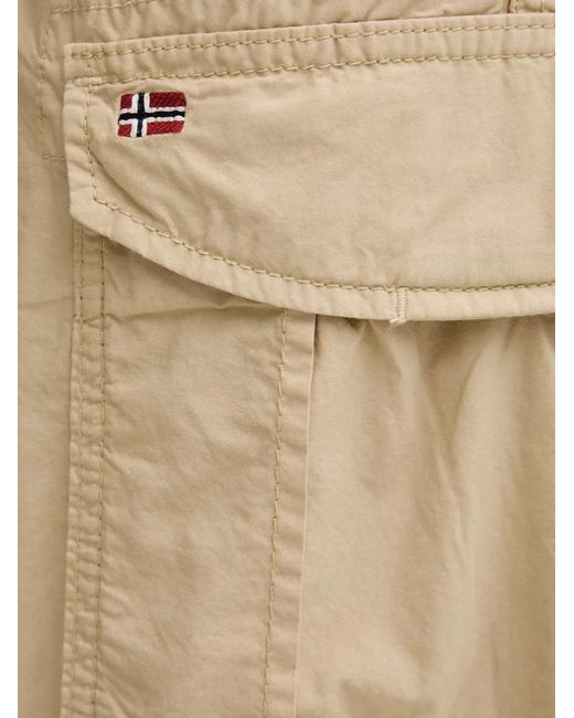 Napapijri Natural Noto Logo-Patch Cargo Shorts for men