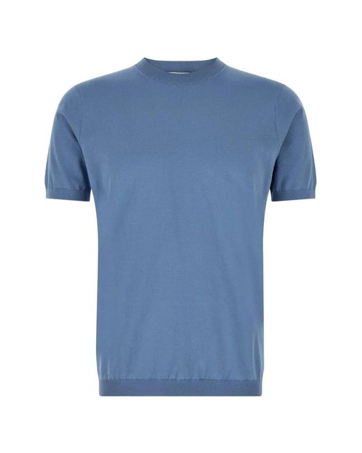 PAOLO RAGAZZINI Blue Short-Sleeve Knitted T-Shirt for men
