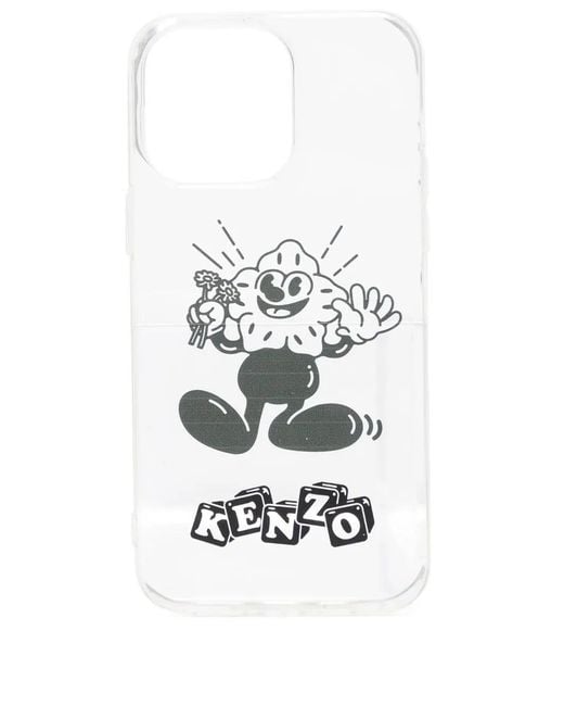 KENZO White Logo-Print Iphone 14 Pro Max Case for men