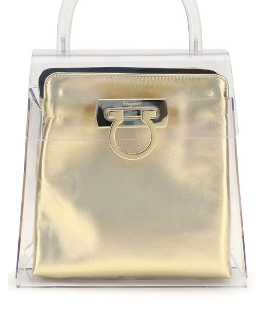 Ferragamo Black Transparent Turn-Lock Tote Bag