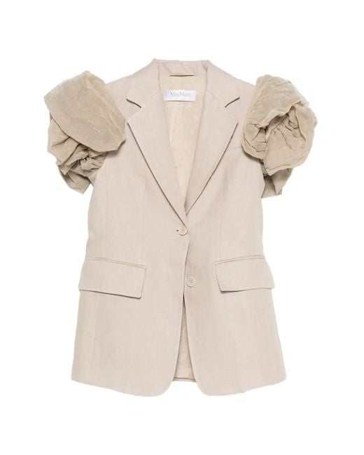 Max Mara Natural Linen Rouched Vest