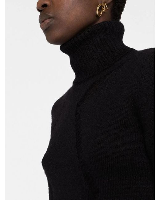 Saint Laurent Black Cut-Out Roll-Neck Jumper