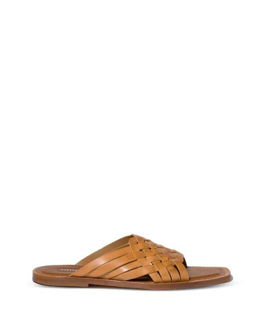 Miu Miu Brown Leather Slides