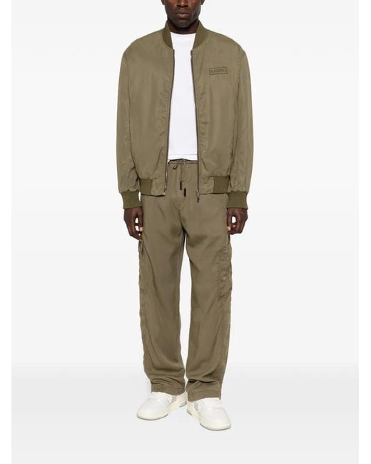 Iceberg Green Logo-Patch Bomber Jacket for men