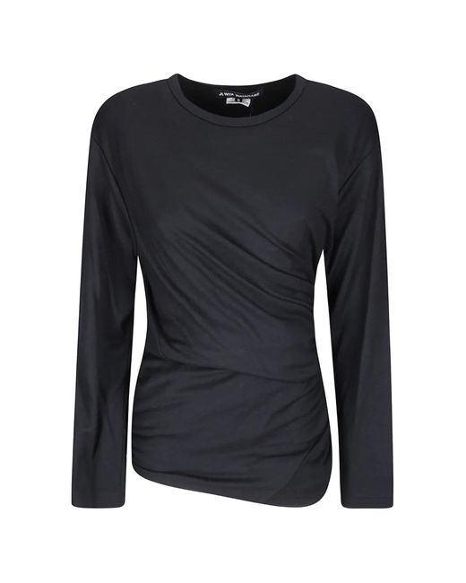 Junya Watanabe Black Ruched Long-Sleeve T-Shirt