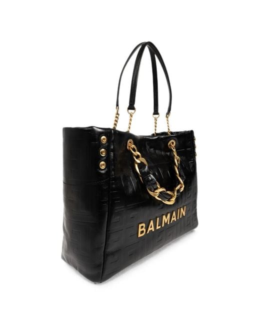 Balmain Black Shopper Mit Monogrammmuster