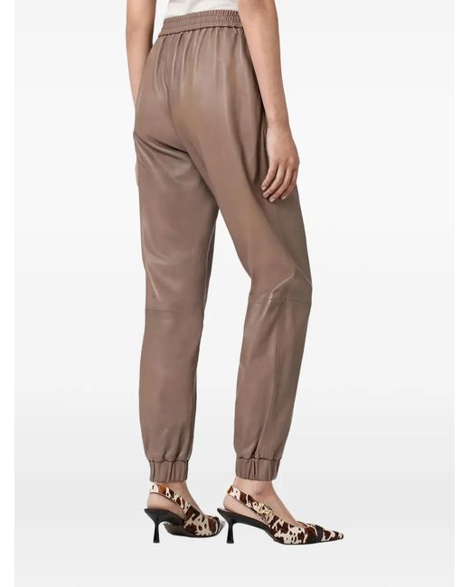 AllSaints Natural Jen Elasticated Leather Trousers