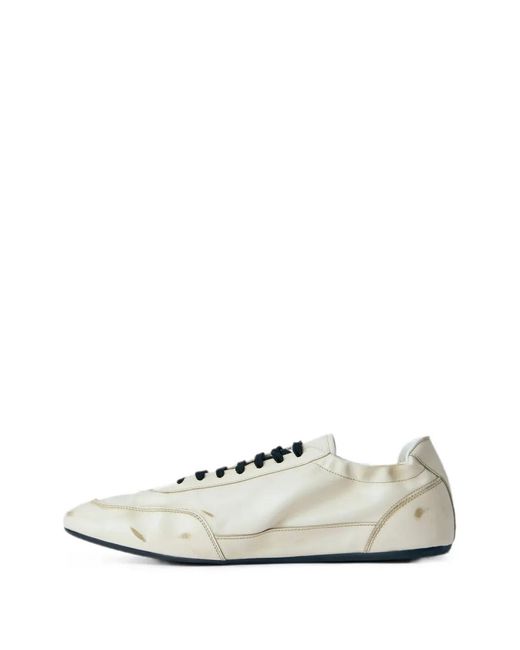 Prada White Collapse Leather Sneakers for men