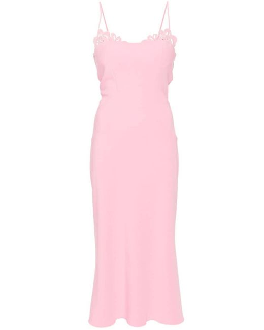 Ermanno Scervino Pink Lace-panel Midi Dress