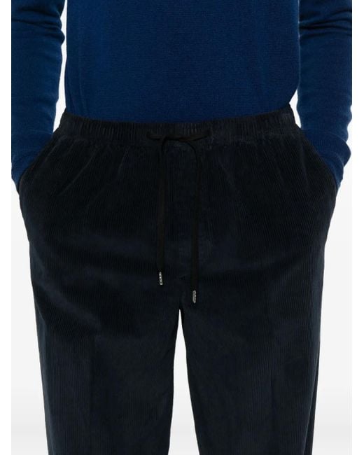 Cellar Door Black Drawstring Corduroy Trousers for men