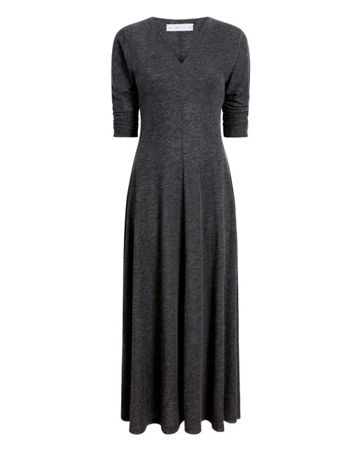 Proenza Schouler Black Livia V-Neck Flared Midi Dress