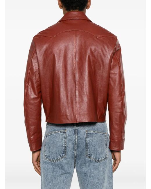 Second/Layer Red Leota Leather Jacket for men