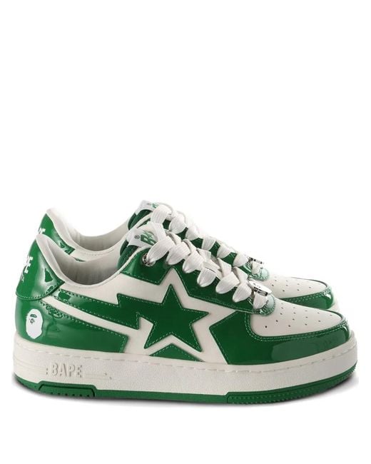 A Bathing Ape Green Star Motif Sneakers