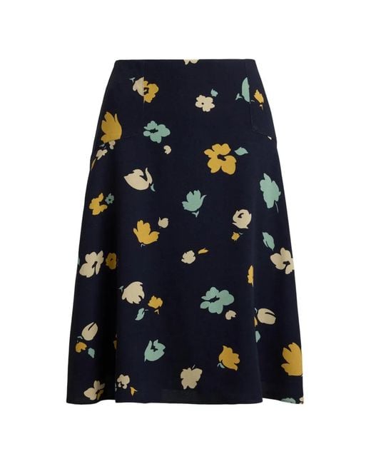 Polo Ralph Lauren Blue Floral-Print Crepe Skirt