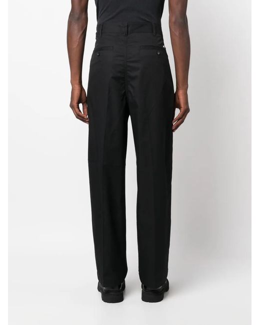 Emporio Armani Black Pleat-Detail Straight-Leg Trousers for men