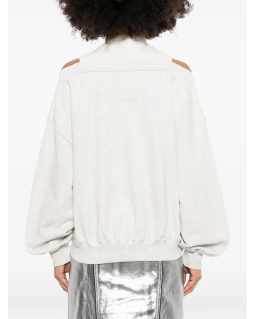 Maison Mihara Yasuhiro White Cold-Shoulder Layered-Effect Sweater