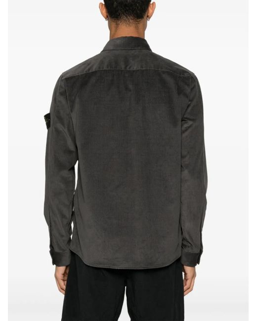 メンズ Stone Island コーデュロイ シャツ Black
