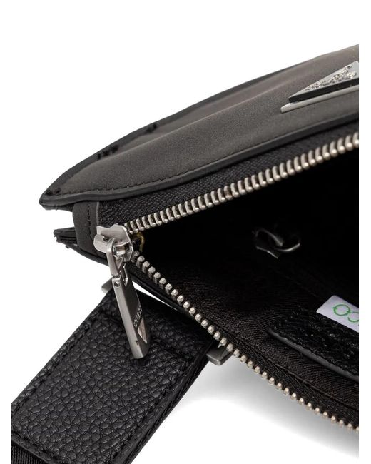 Guess Black Logo-Plaque Zip-Pocket Messenger Bag for men