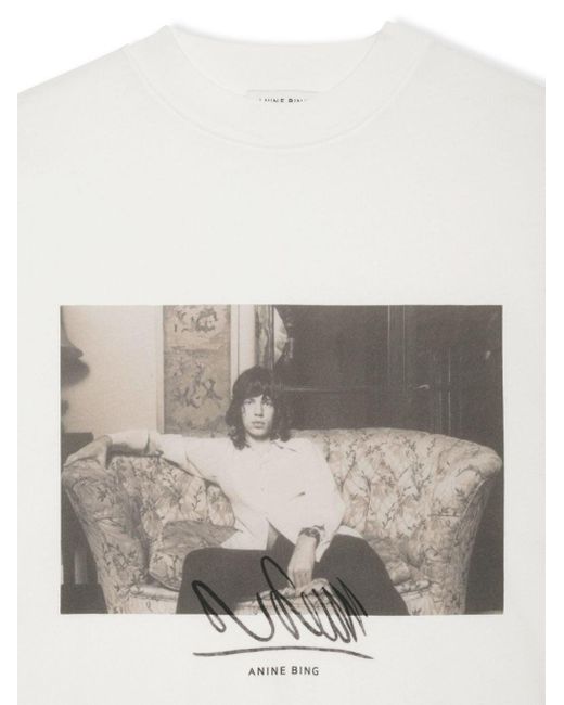 Anine Bing White Graphic-print Organic Cotton T-shirt