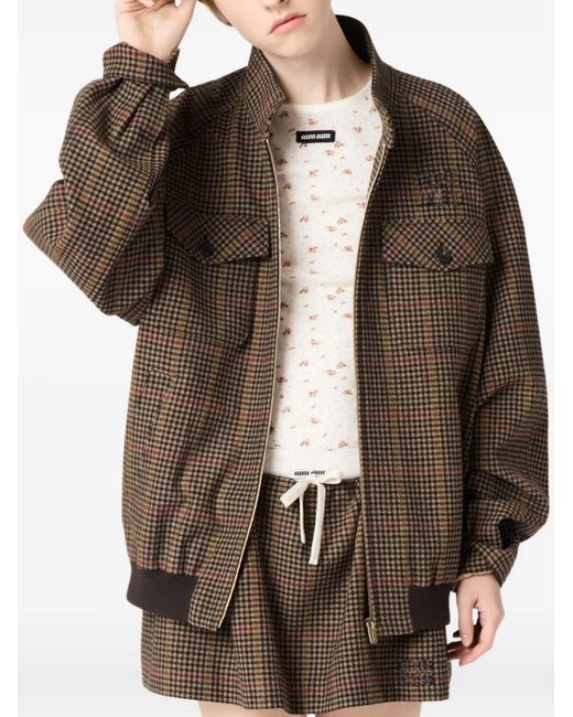 Miu Miu Brown Houndstooth Check Miniskirt