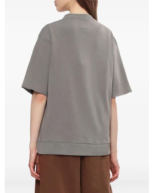 MM6 by Maison Martin Margiela White Raw-Edge Short-Sleeve Top