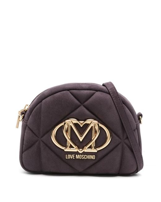 Sac À Bandoulière Matelassé À Plaque Logo Love Moschino en coloris Gray