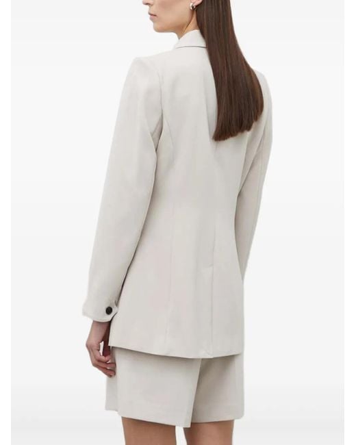 Bruuns Bazaar White Brassica Bb Linda Double-Breasted Puff-Sleeve Blazer