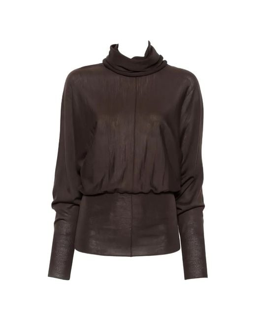 Soeur Brown Lindsay High-Neck Batwing-Sleeve Sweater