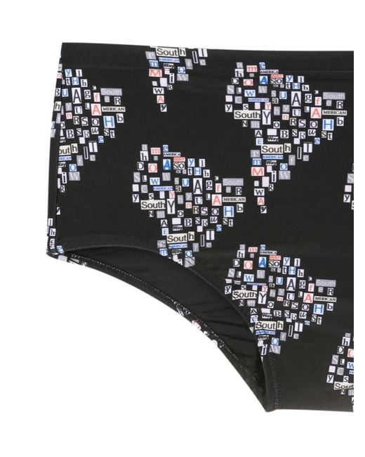 Amir Slama Black Graphic-Print Swim Trunks for men