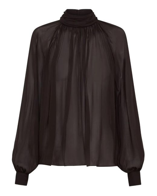 Nicholas Black Solene High-Neck Balloon-Sleeve Top
