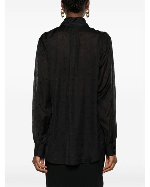 Camicia semi trasparente con ricamo FF di Fendi in Black