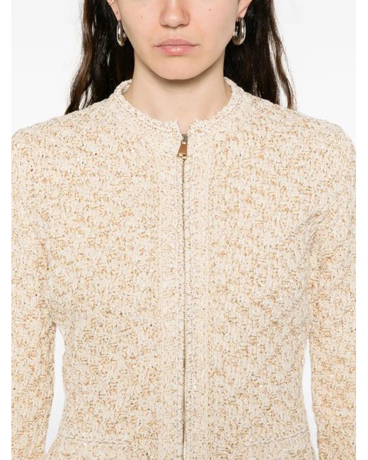 Fabiana Filippi Natural Zip-Up Fitted Jacket