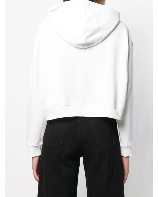 Stella McCartney White Cropped Logo Print Hoodie